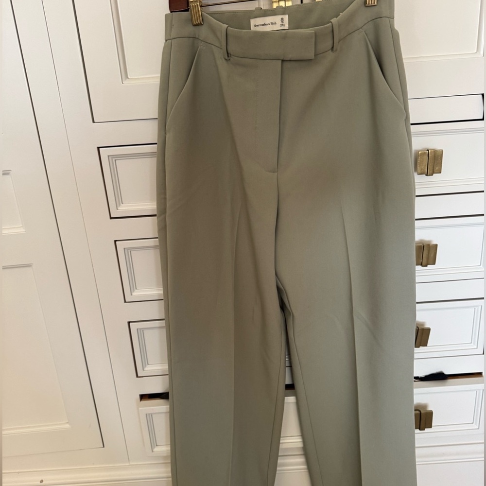 Abercrombie & Fitch Curve Love Sloane Tailored Wide Leg Pant Sage green 30 / 10